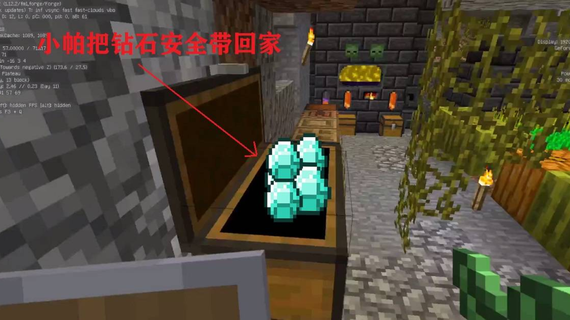 我的世界多人联机75:小帕把她第一次挖到的钻石,终于平安带回家